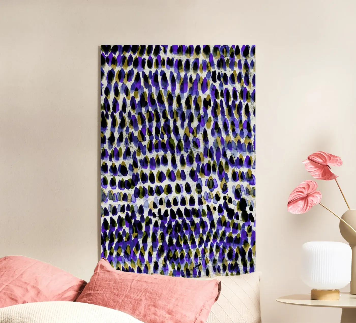 Painted Dots Blue acrylic glass by IRIS LEHNHARDT FINE ART