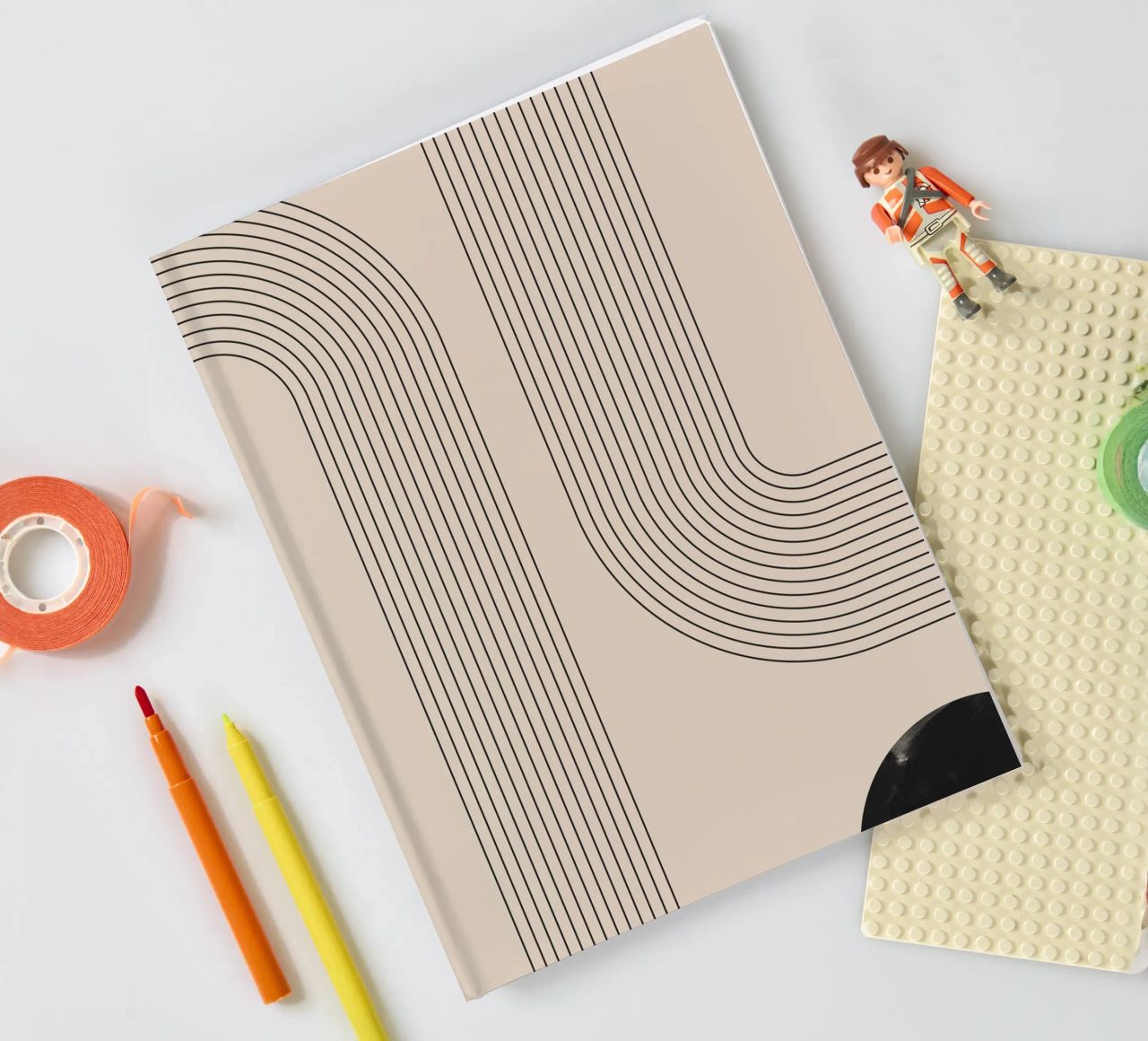 Geometric Abstract Line Art notebook by Melloi Art Print