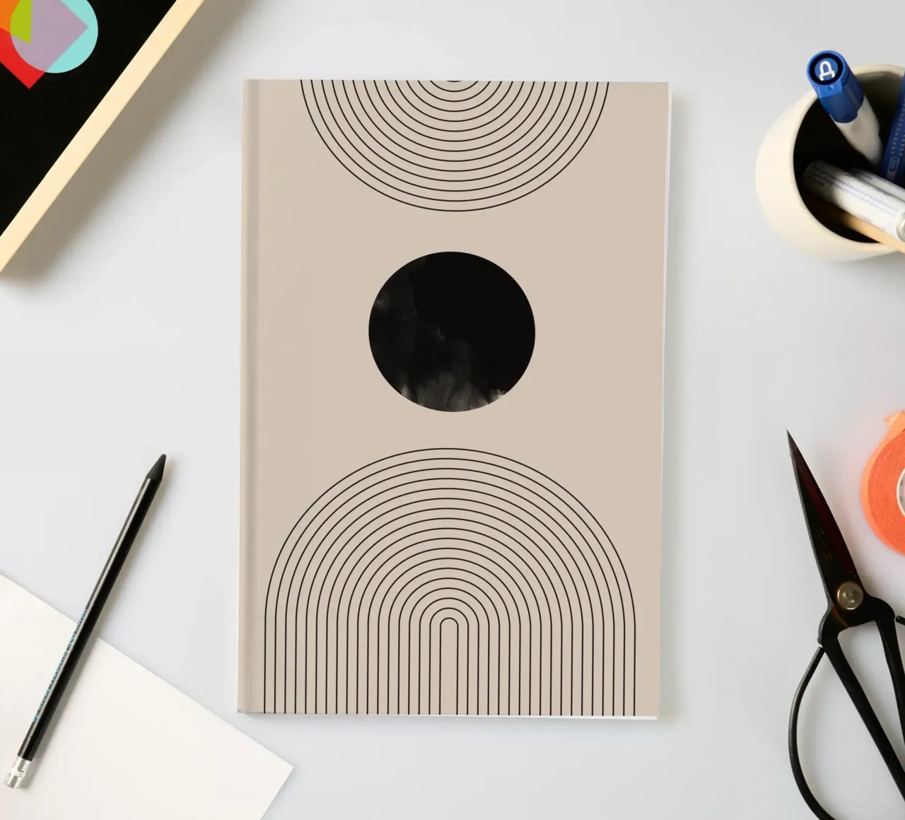 Geometric Minimalist Concentric Shapes notebook by Melloi Art Print