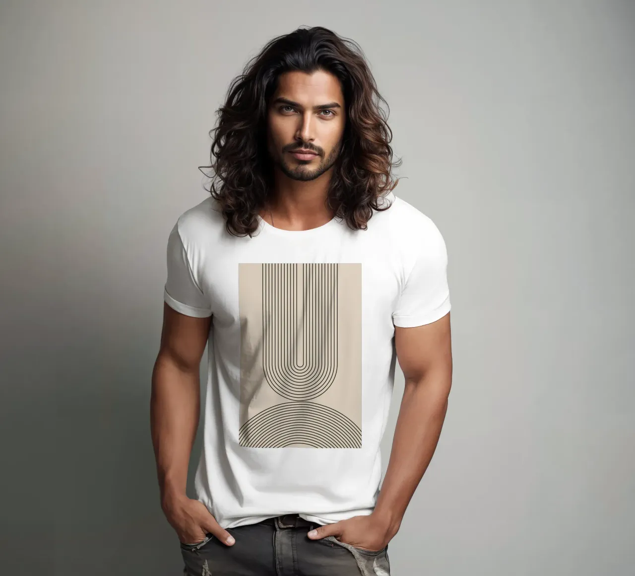 Line art geometrica astratta a forma di U t-shirt da Melloi Art Print
