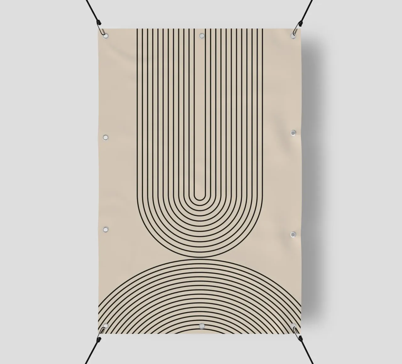 Line art geometrica astratta a forma di U telo in pvc da Melloi Art Print