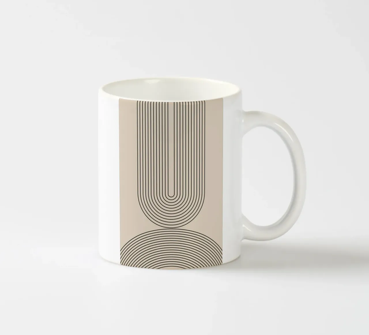 Line art geometrica astratta a forma di U tazza in ceramica da Melloi Art Print