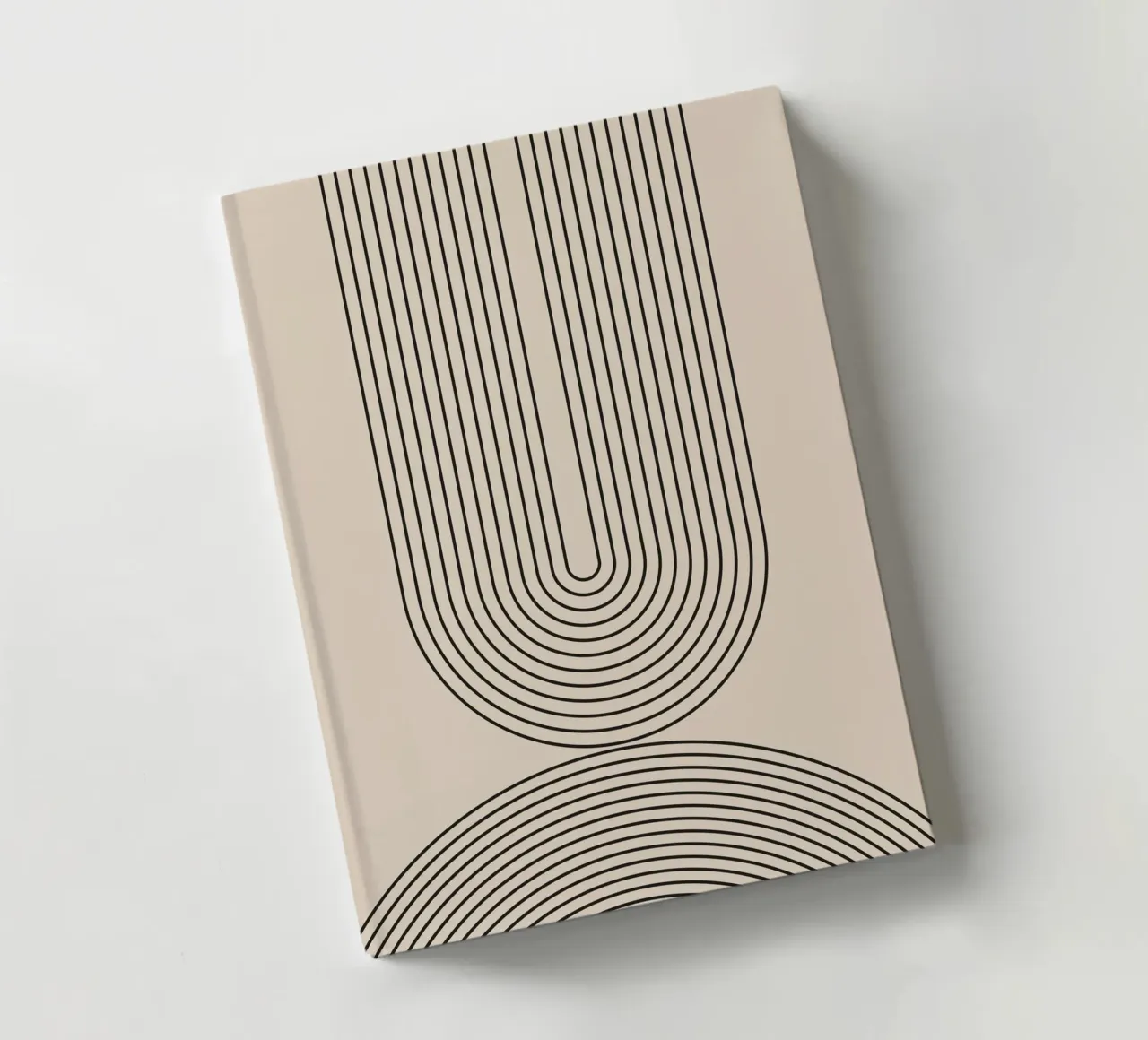 Geometric Abstract U-Shaped Line Art notebook by Melloi Art Print