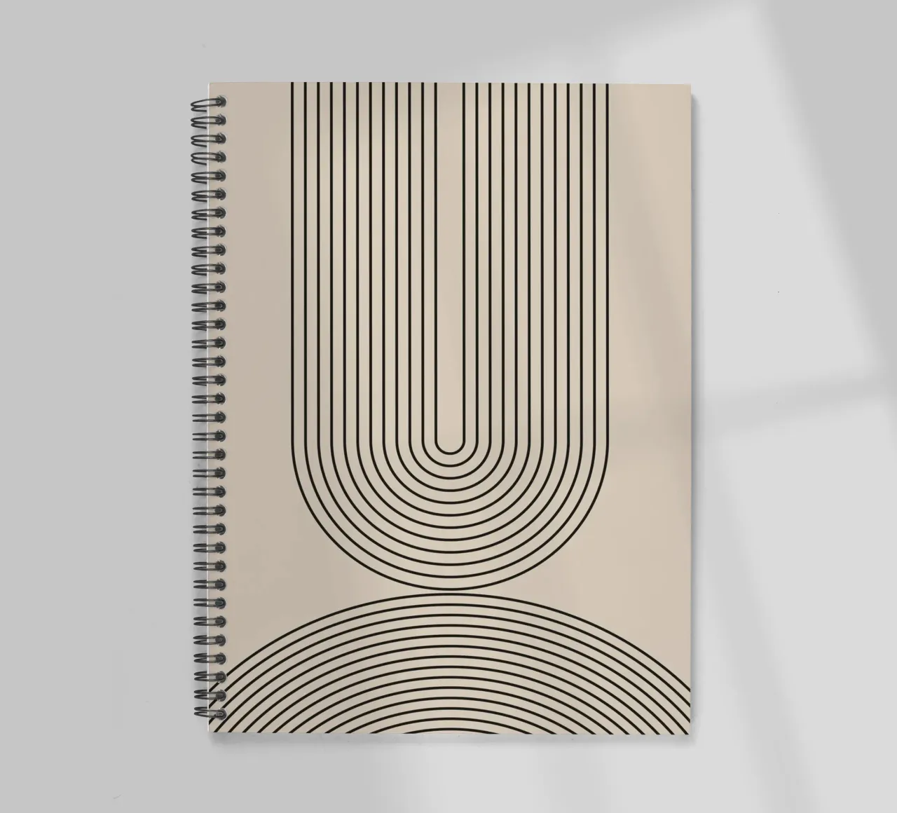 Geometric Abstract U-Shaped Line Art spiral notebook by Melloi Art Print