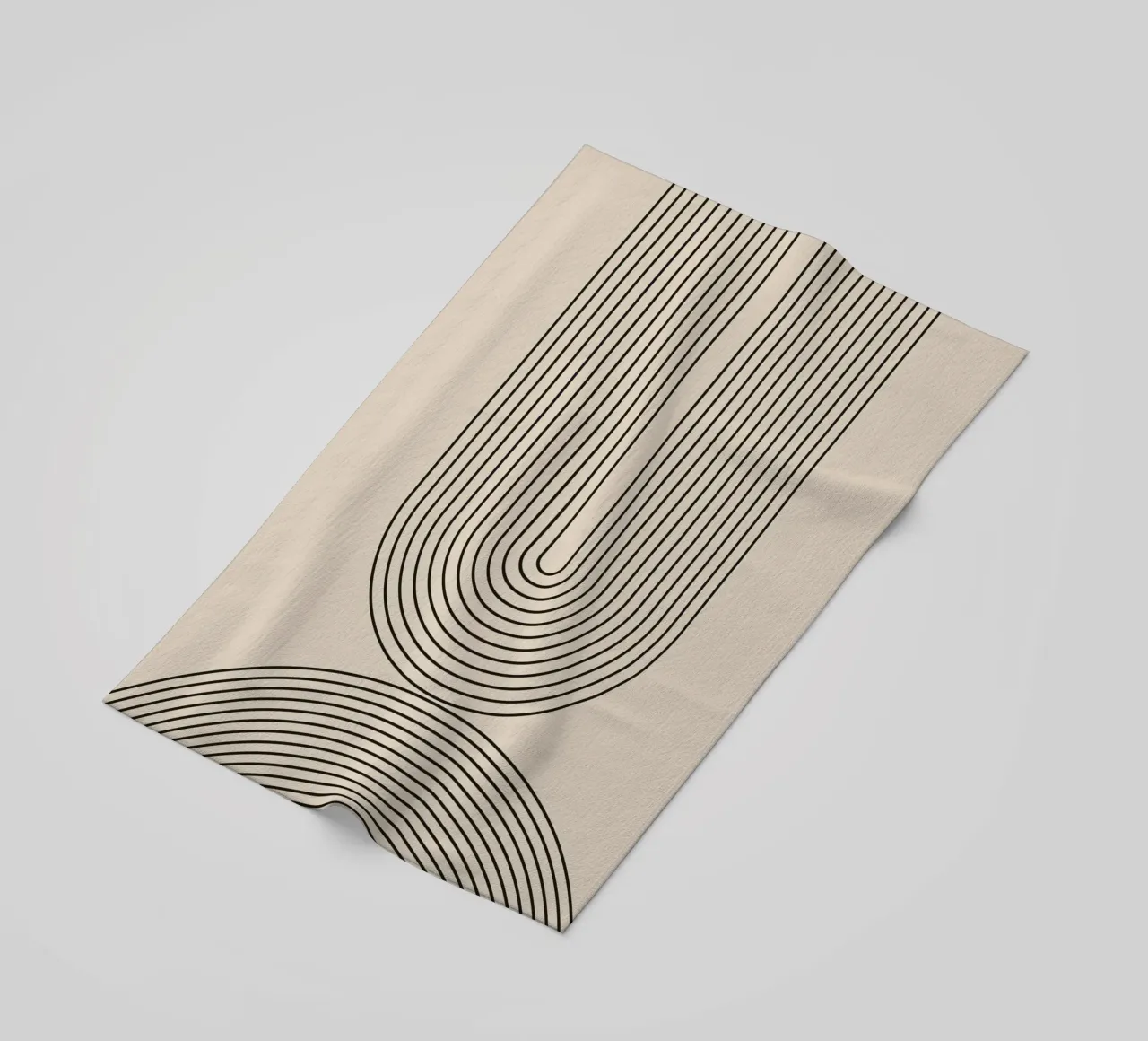 Line art geometrica astratta a forma di U telo mare da Melloi Art Print