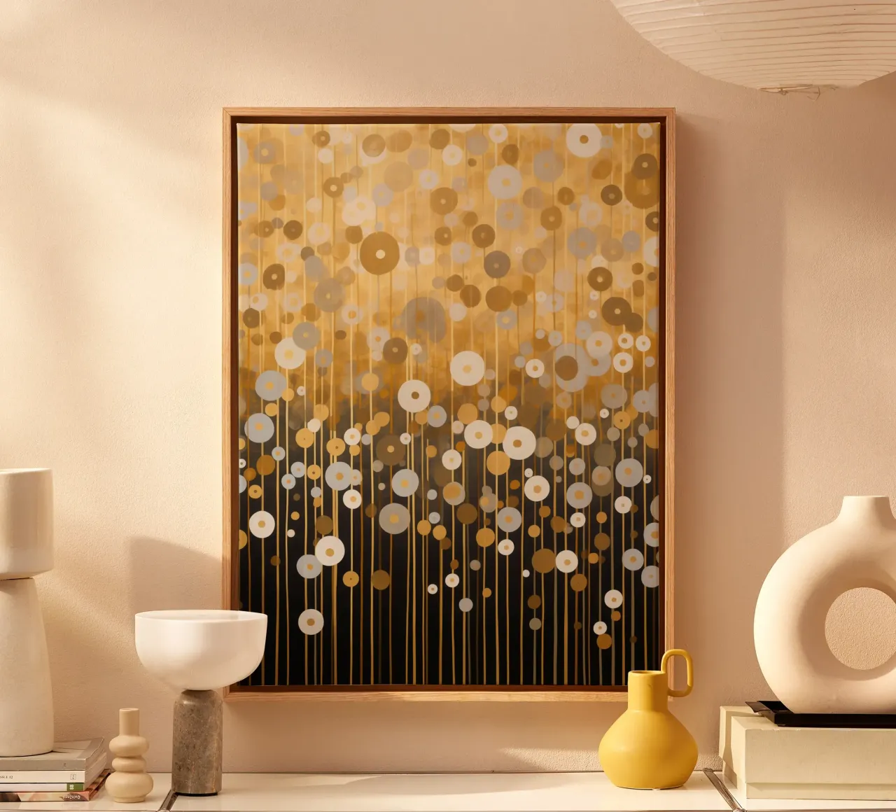 Goldene Wiese in der Nähe von Klimt Leinwand mit Schattenfugenrahmen von Autofocus