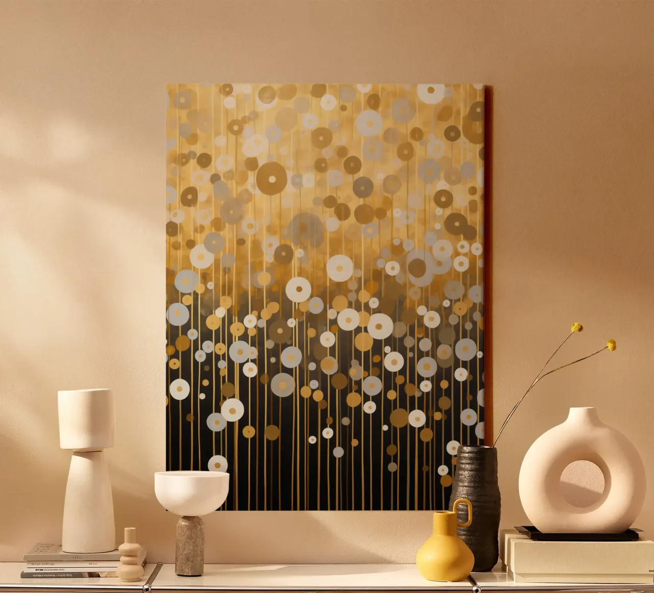Goldene Wiese in der Nähe von Klimt Leinwand mit Schattenfugenrahmen von Autofocus