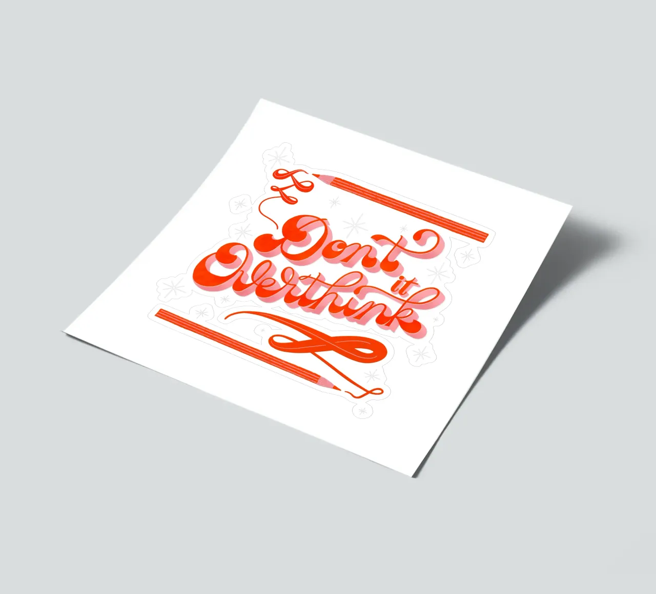 Don't Overthink it. Zitat. Denk nicht zuviel nach. Stickerbogen von CalliLetters