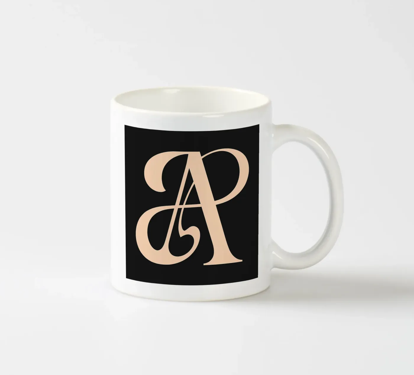 Cursive "A" ceramic mug by inspirational quote