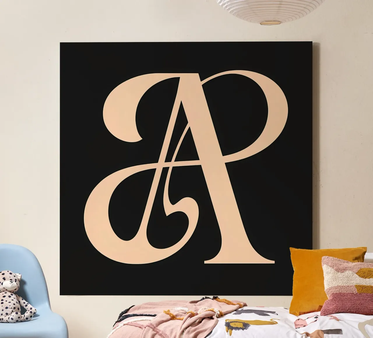 Cursive "A" canvas by inspirational quote