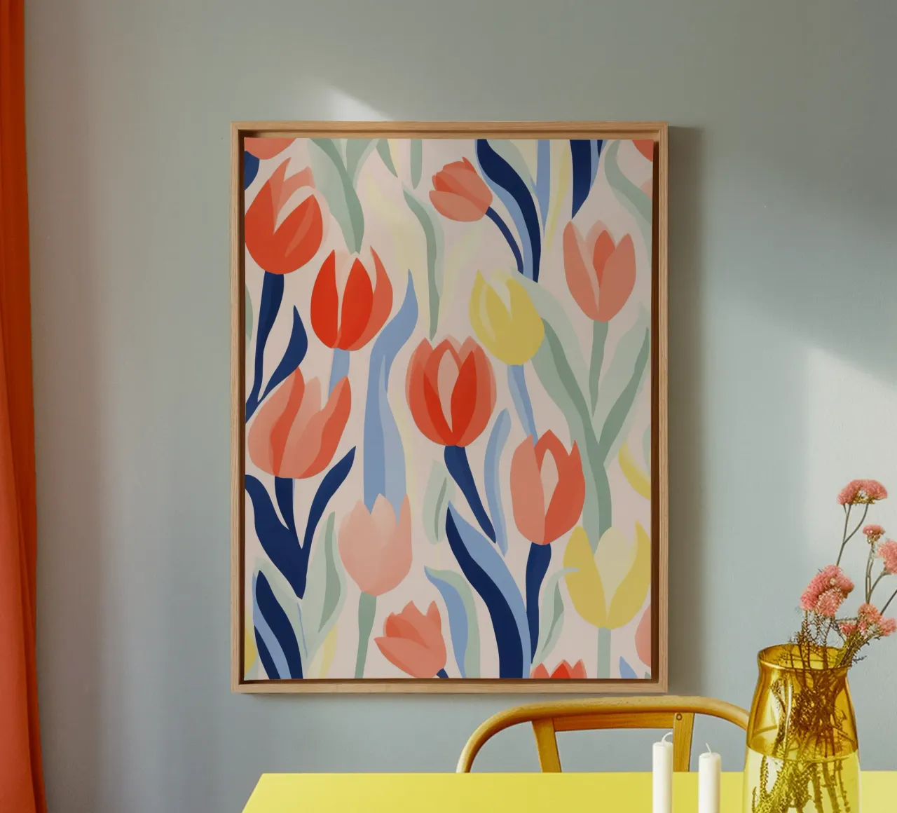 Optimistic Tulip Dance | Inspired by Matisse canvas with Floater frame by Autofocus