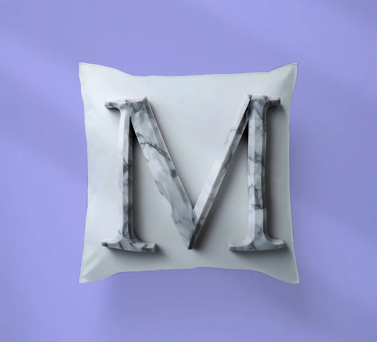 Monogramma "M" in marmo cuscino da inspirational quote
