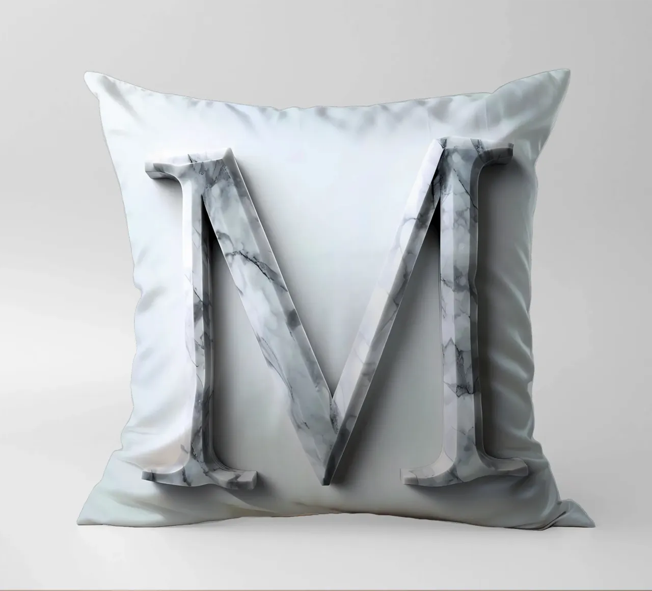 Monogramma "M" in marmo cuscino da inspirational quote