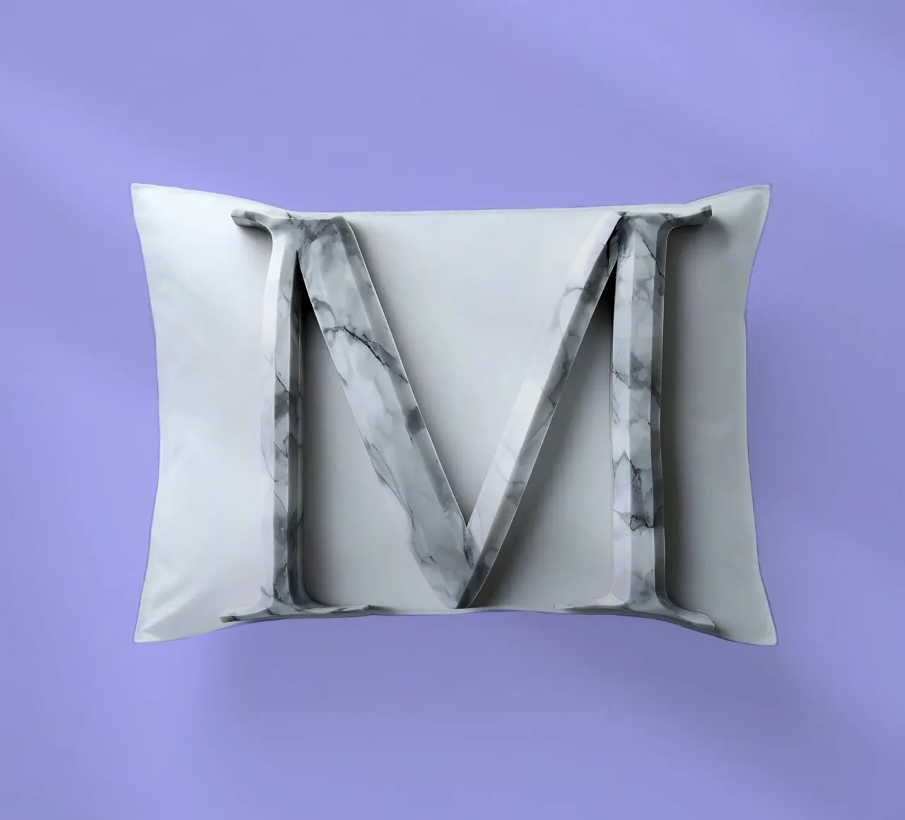 Monogramma "M" in marmo cuscino da inspirational quote