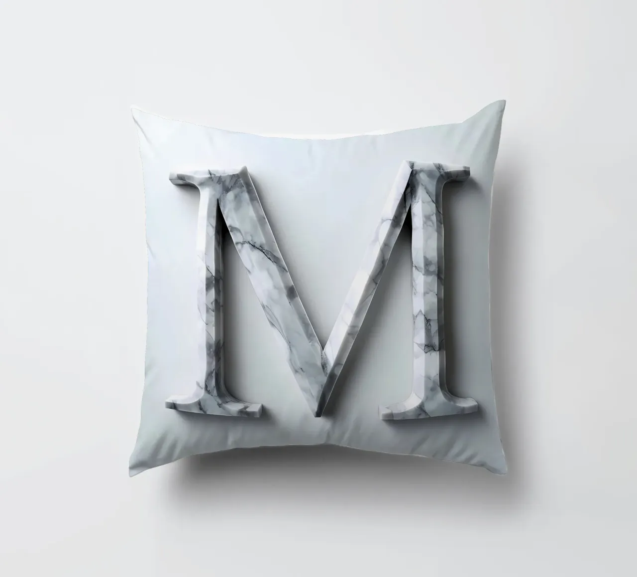 Monogramma "M" in marmo cuscino da inspirational quote