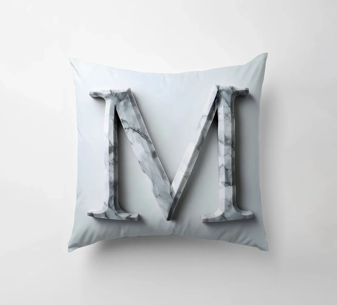 Monogramma "M" in marmo cuscino da inspirational quote