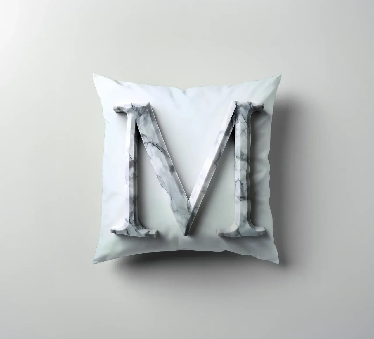 Monogramma "M" in marmo cuscino da inspirational quote