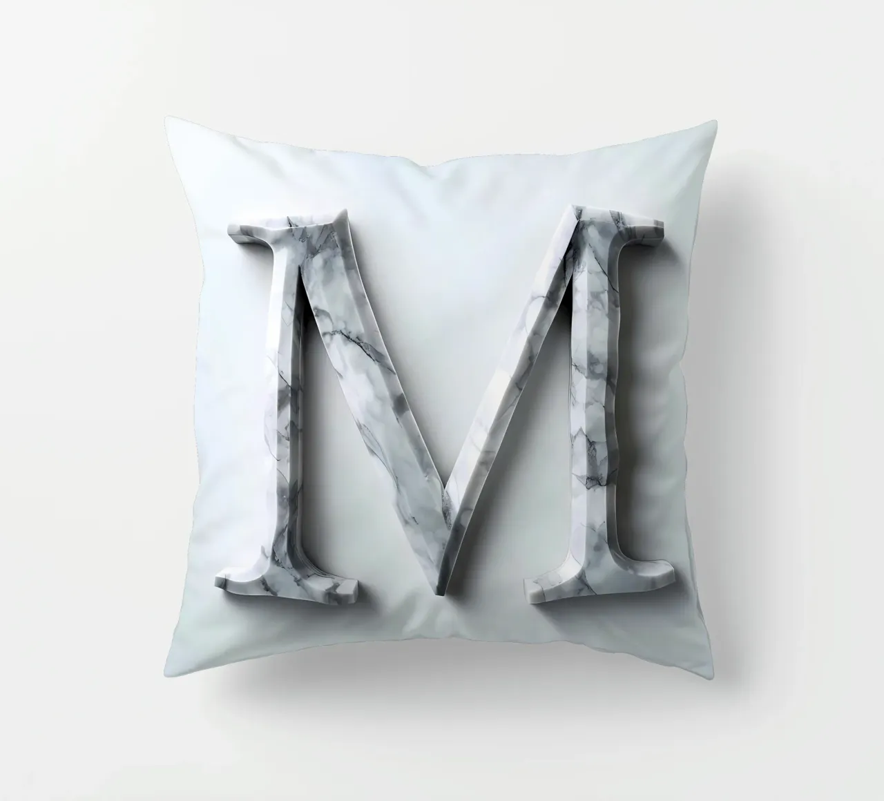 Monogramma "M" in marmo cuscino da inspirational quote