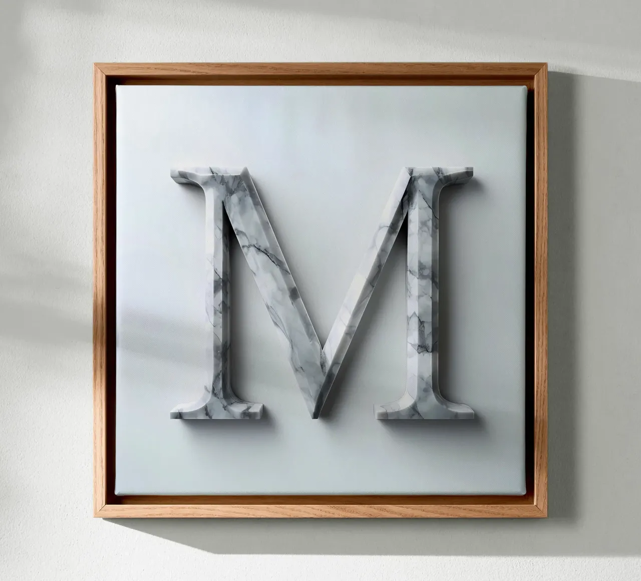 Monogramma "M" in marmo tela con Cornice a cassetta da inspirational quote