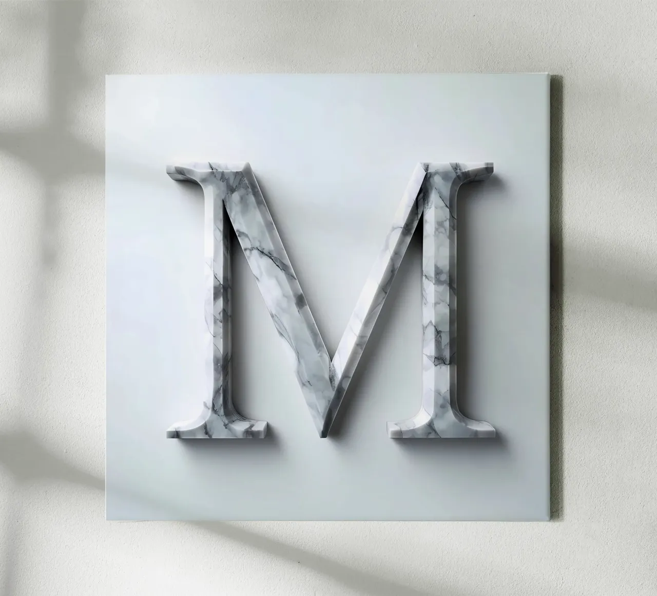 Monogramma "M" in marmo tela con Cornice a cassetta da inspirational quote