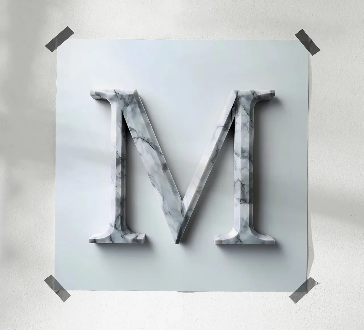 Monogramma "M" in marmo carta hahnemühle da inspirational quote
