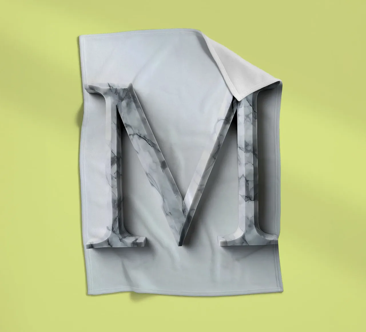 Monogramma "M" in marmo coperta in pile da inspirational quote