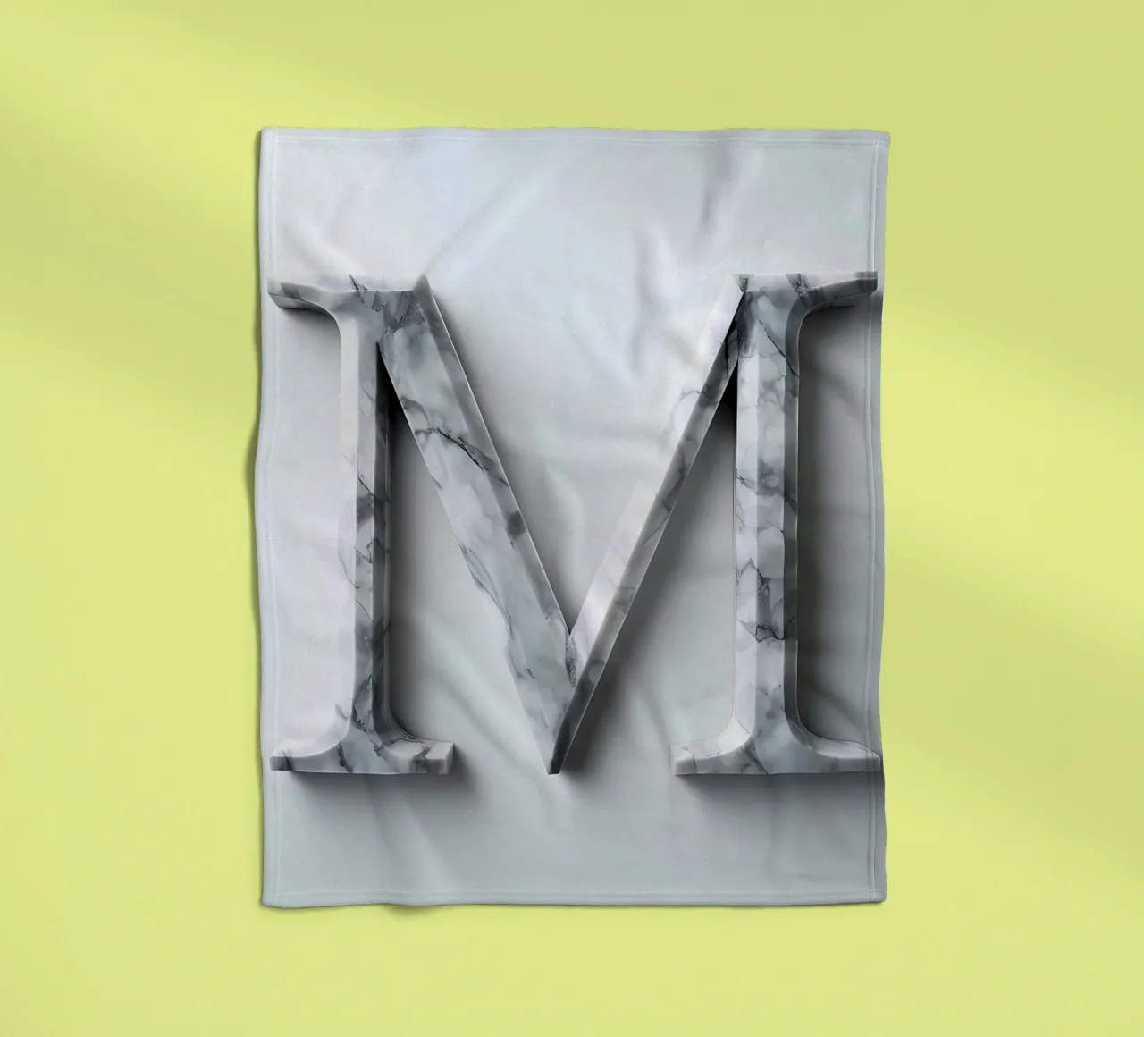 Monogramma "M" in marmo coperta in pile da inspirational quote