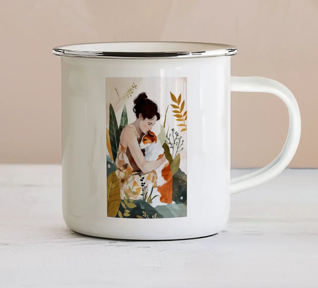 Cagnolino ti amo arte animale tazza in smalto da Justyna Jaszke JBJart