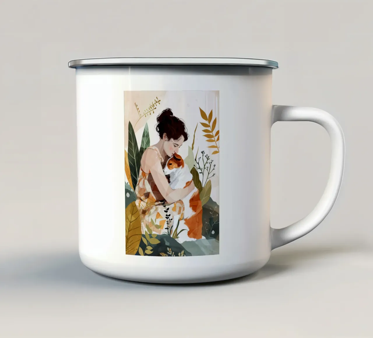 Cagnolino ti amo arte animale tazza in smalto da Justyna Jaszke JBJart