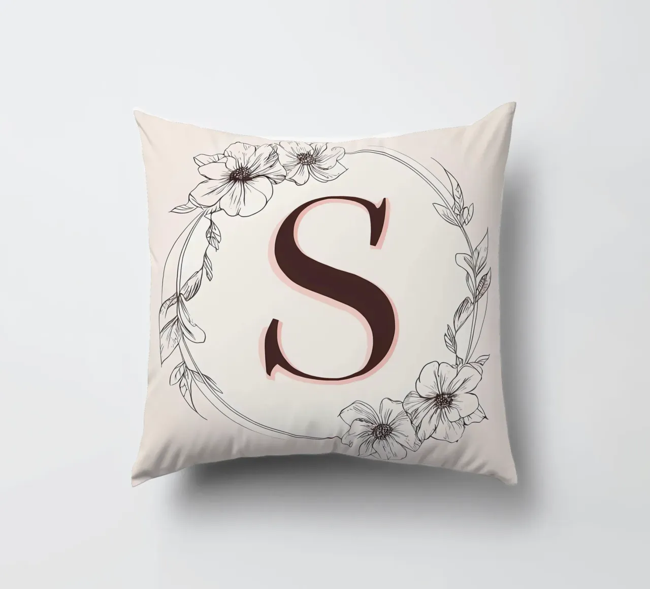 Monogramma floreale "S" cuscino da inspirational quote