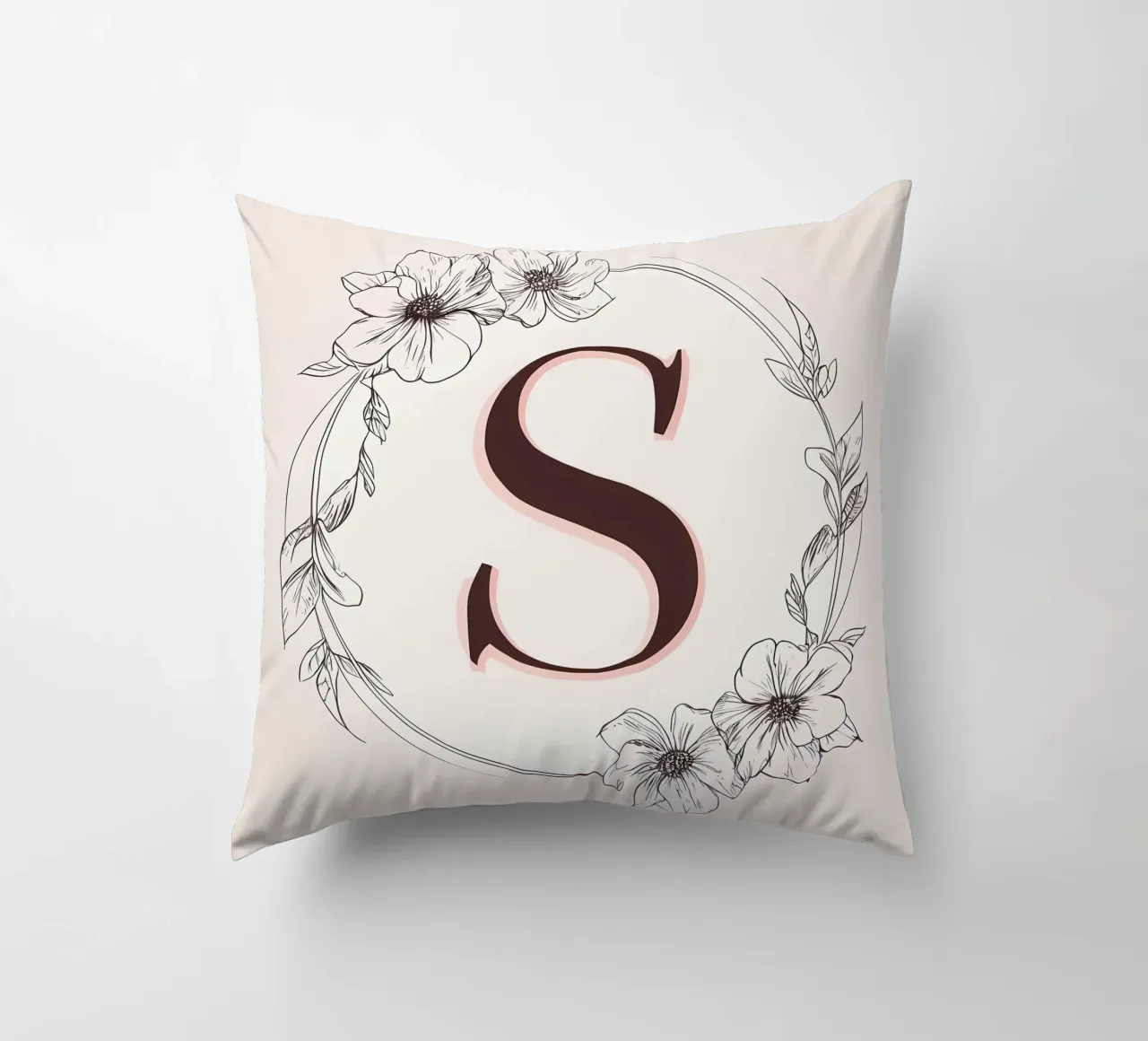 Monogramma floreale "S" cuscino da inspirational quote