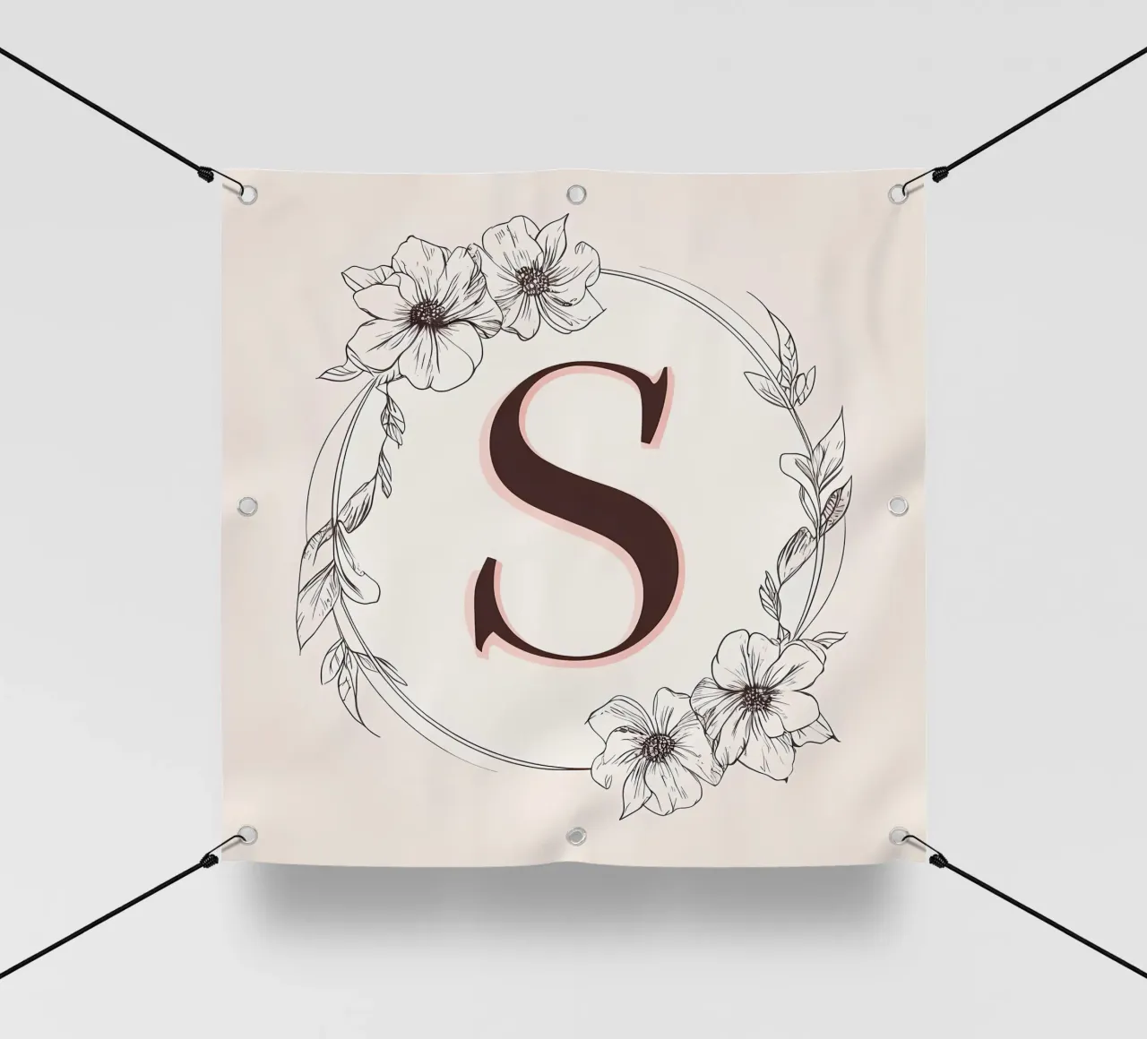 Monogramma floreale "S" telo in pvc da inspirational quote