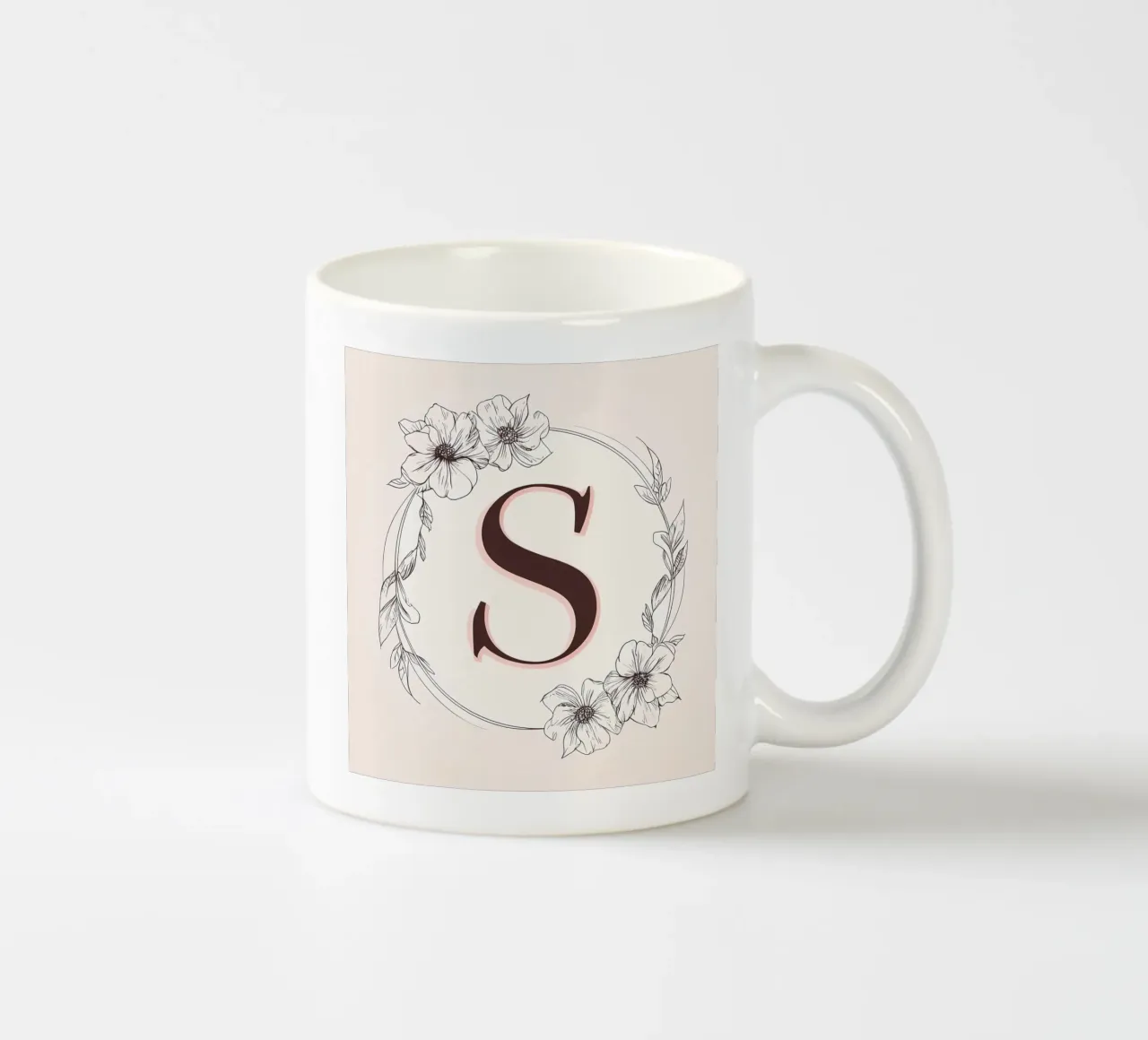 Monogramma floreale "S" tazza in ceramica da inspirational quote