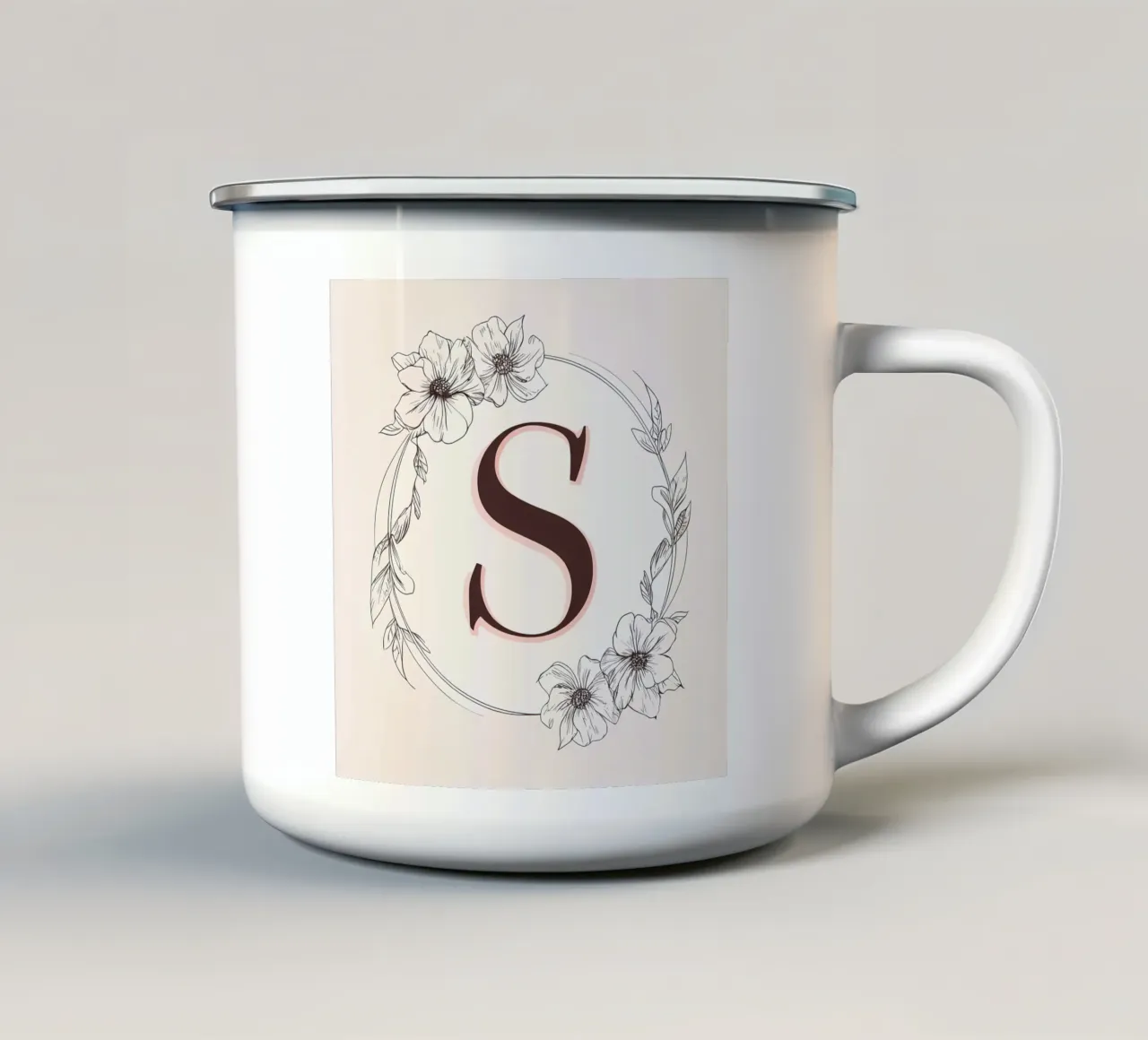 Monogramma floreale "S" tazza in smalto da inspirational quote