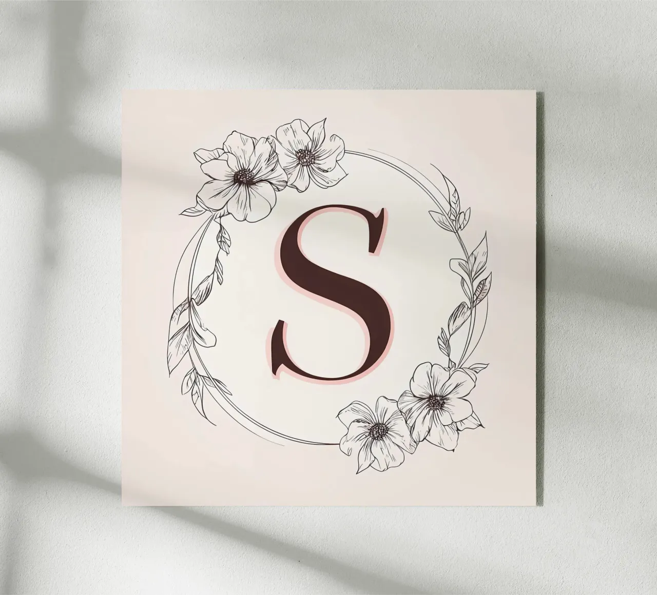 Monogramma floreale "S" plexiglass da inspirational quote