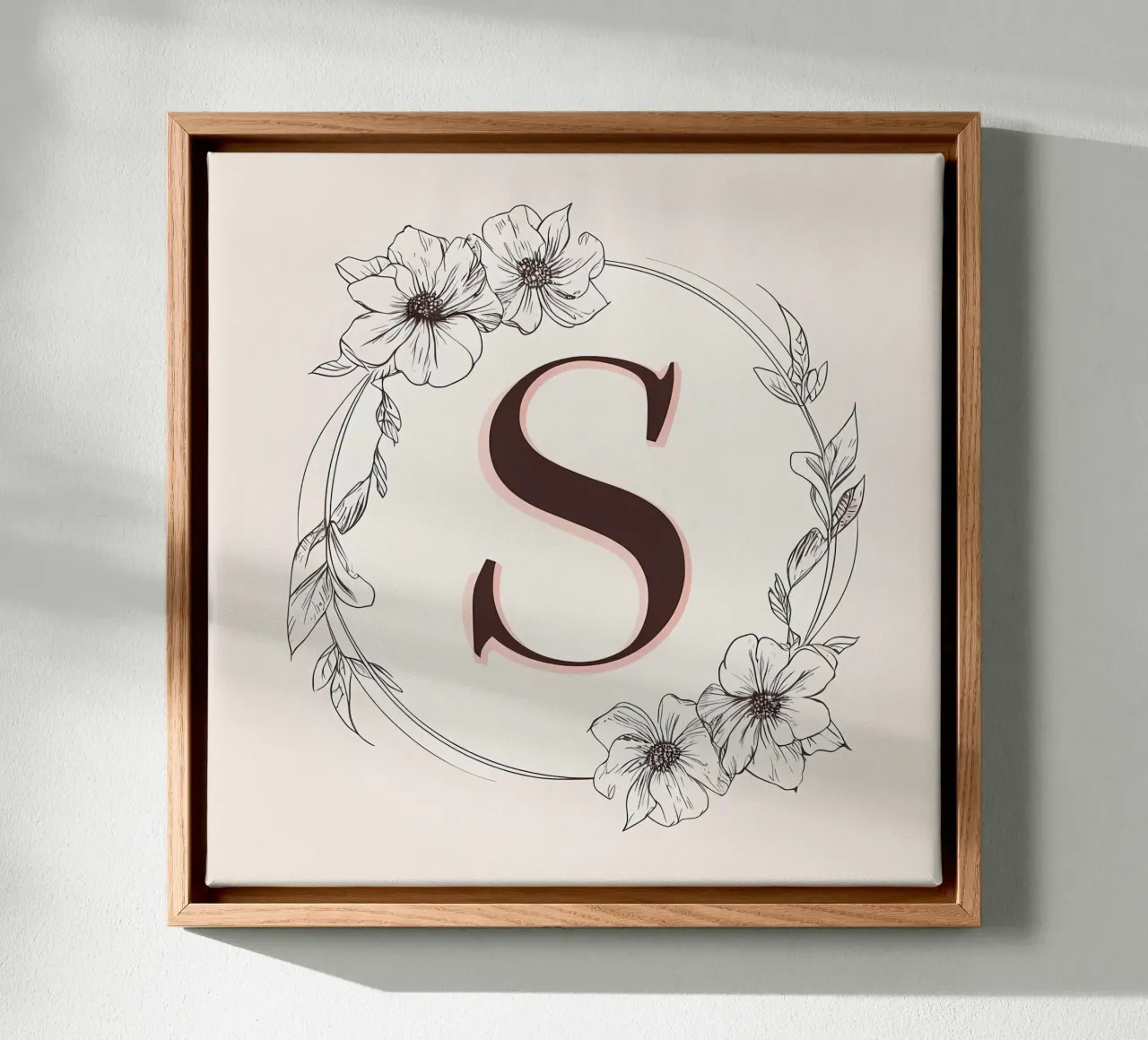 Monogramma floreale "S" tela con Cornice a cassetta da inspirational quote