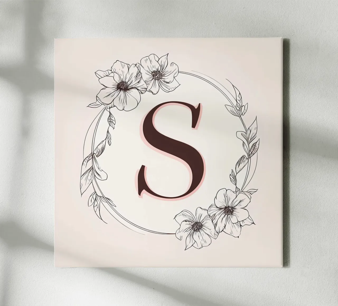 Monogramma floreale "S" tela con Cornice a cassetta da inspirational quote