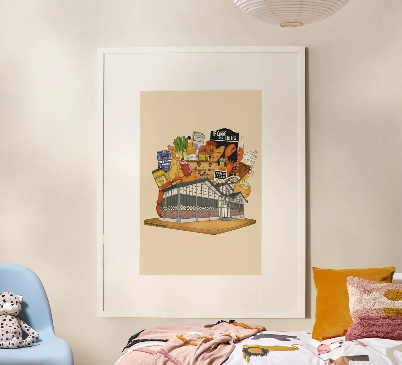 Marché des Halles poster con telaio in plastica da StudioNaïa