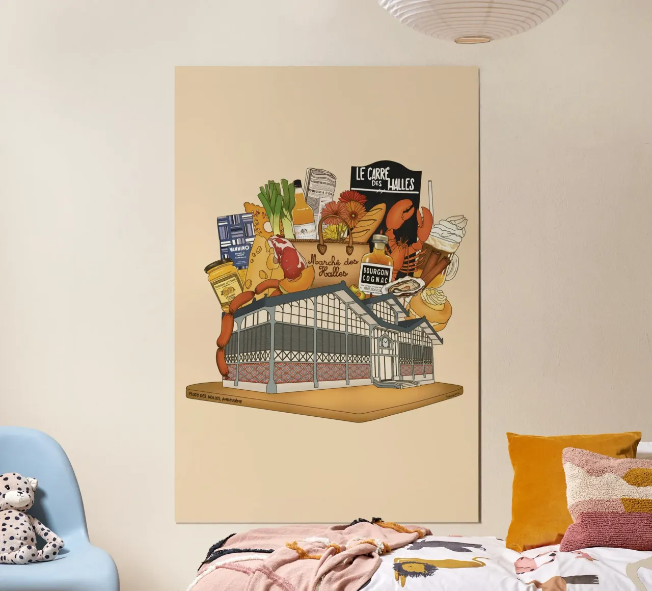 Marché des Halles poster con telaio in plastica da StudioNaïa