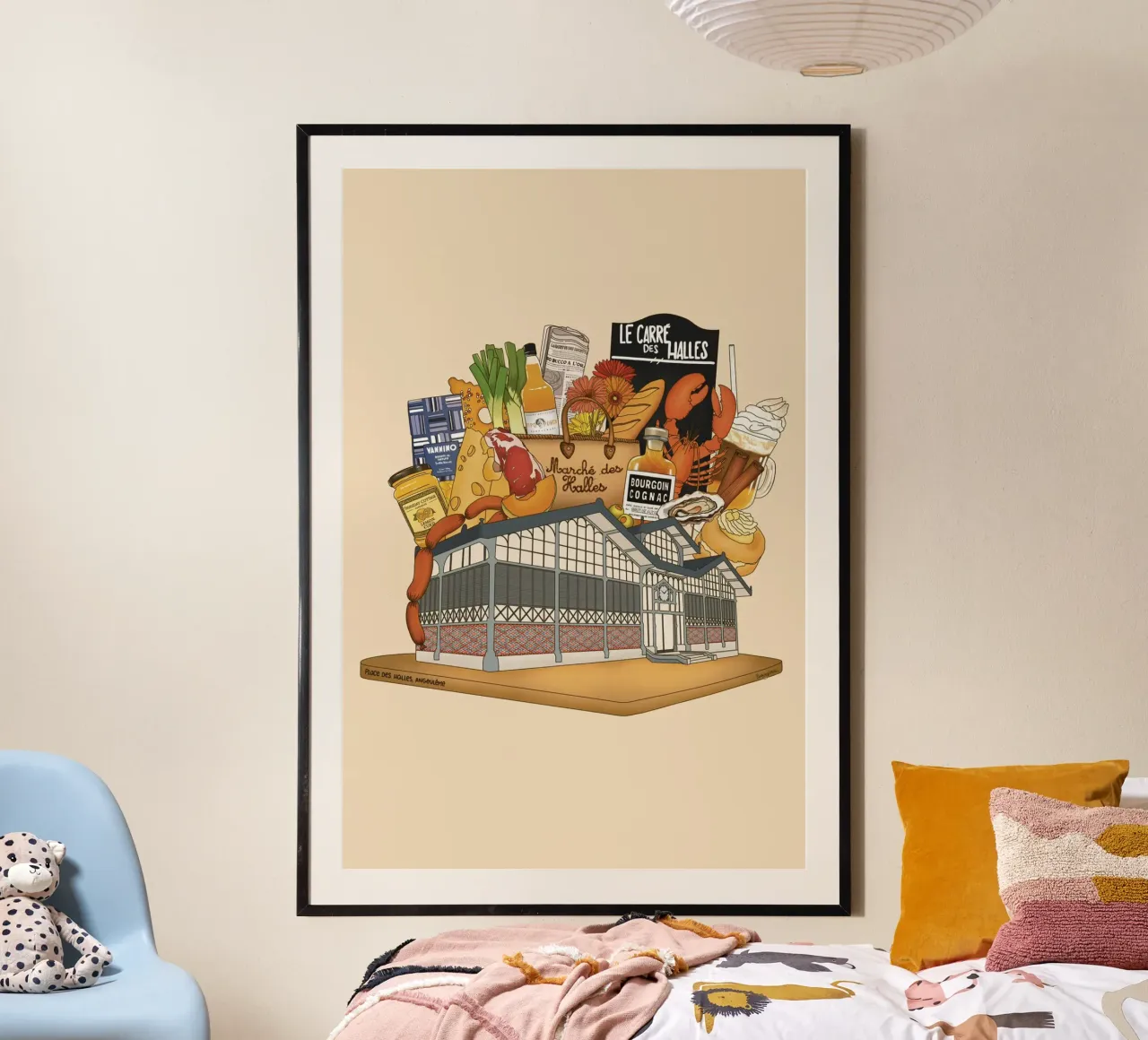 Marché des Halles poster con telaio in plastica da StudioNaïa