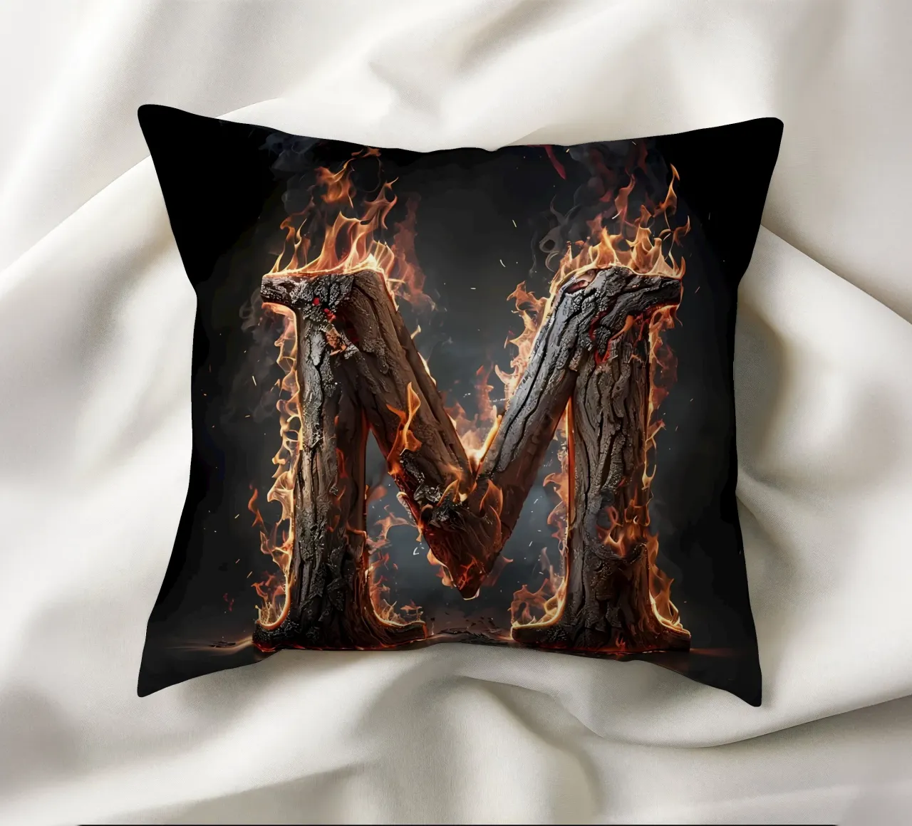 "Fiery M: una fiammata di intensità". cuscino da inspirational quote