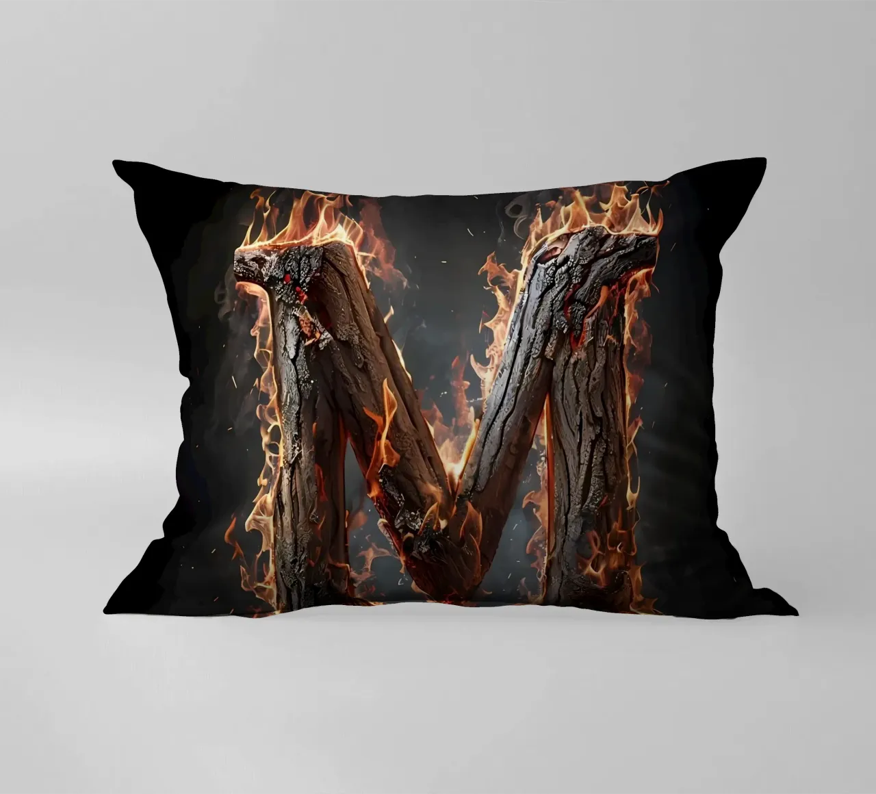 "Fiery M: una fiammata di intensità". cuscino da inspirational quote