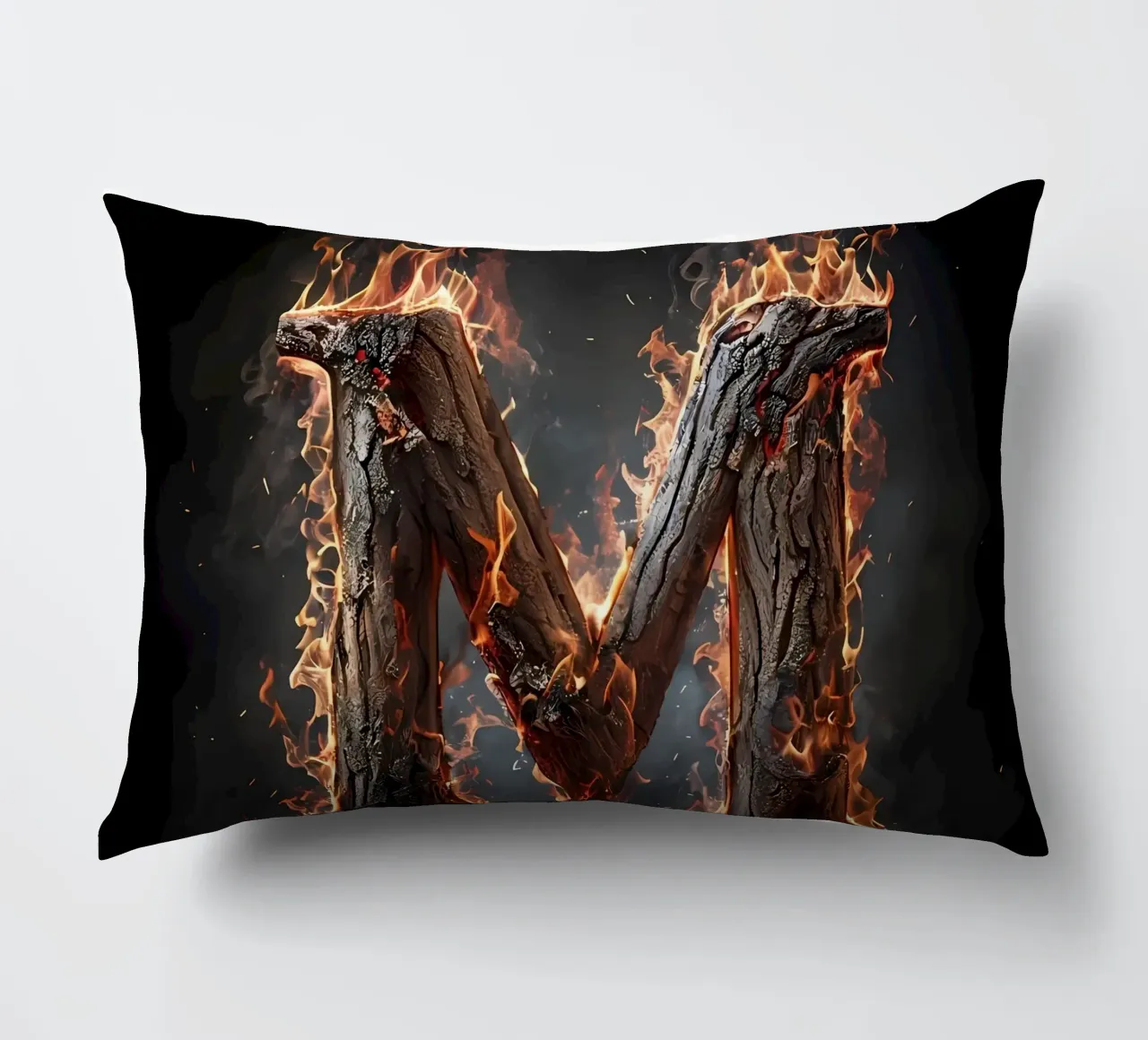 "Fiery M: una fiammata di intensità". cuscino da inspirational quote