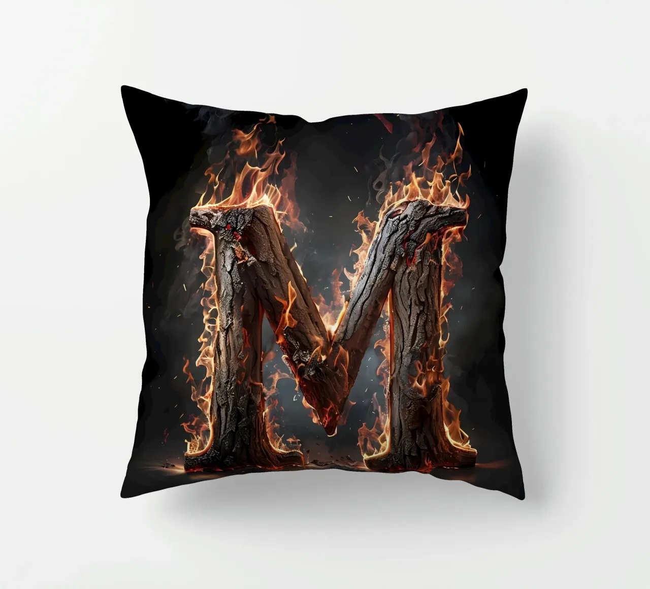 "Fiery M: una fiammata di intensità". cuscino da inspirational quote