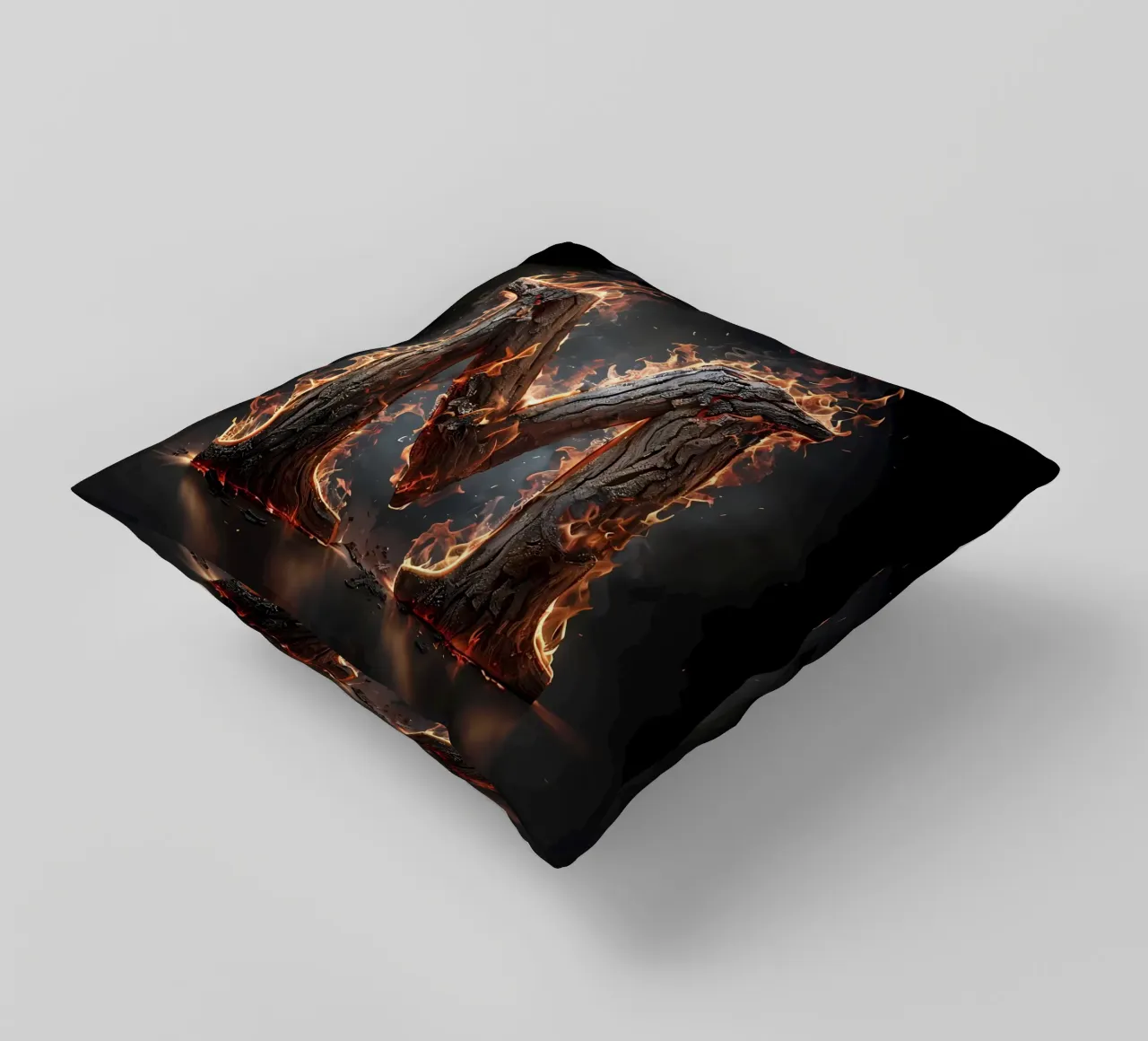 "Fiery M: una fiammata di intensità". cuscino da inspirational quote