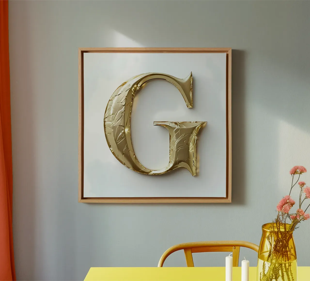 Golden "G" - A Work of Art canvas with Floater frame by inspirational quote