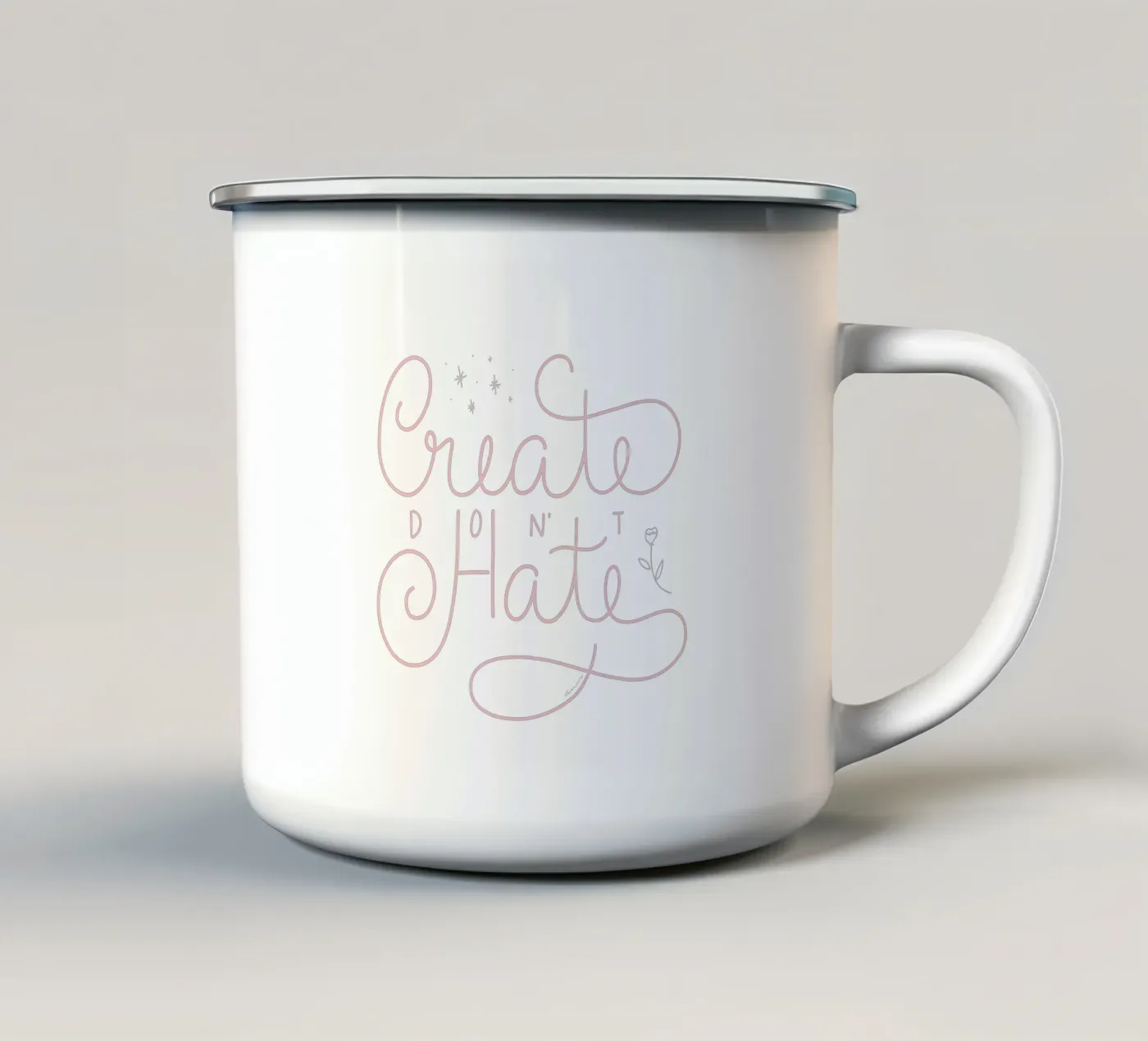 Create don't Hate emaille mok van anisillustration