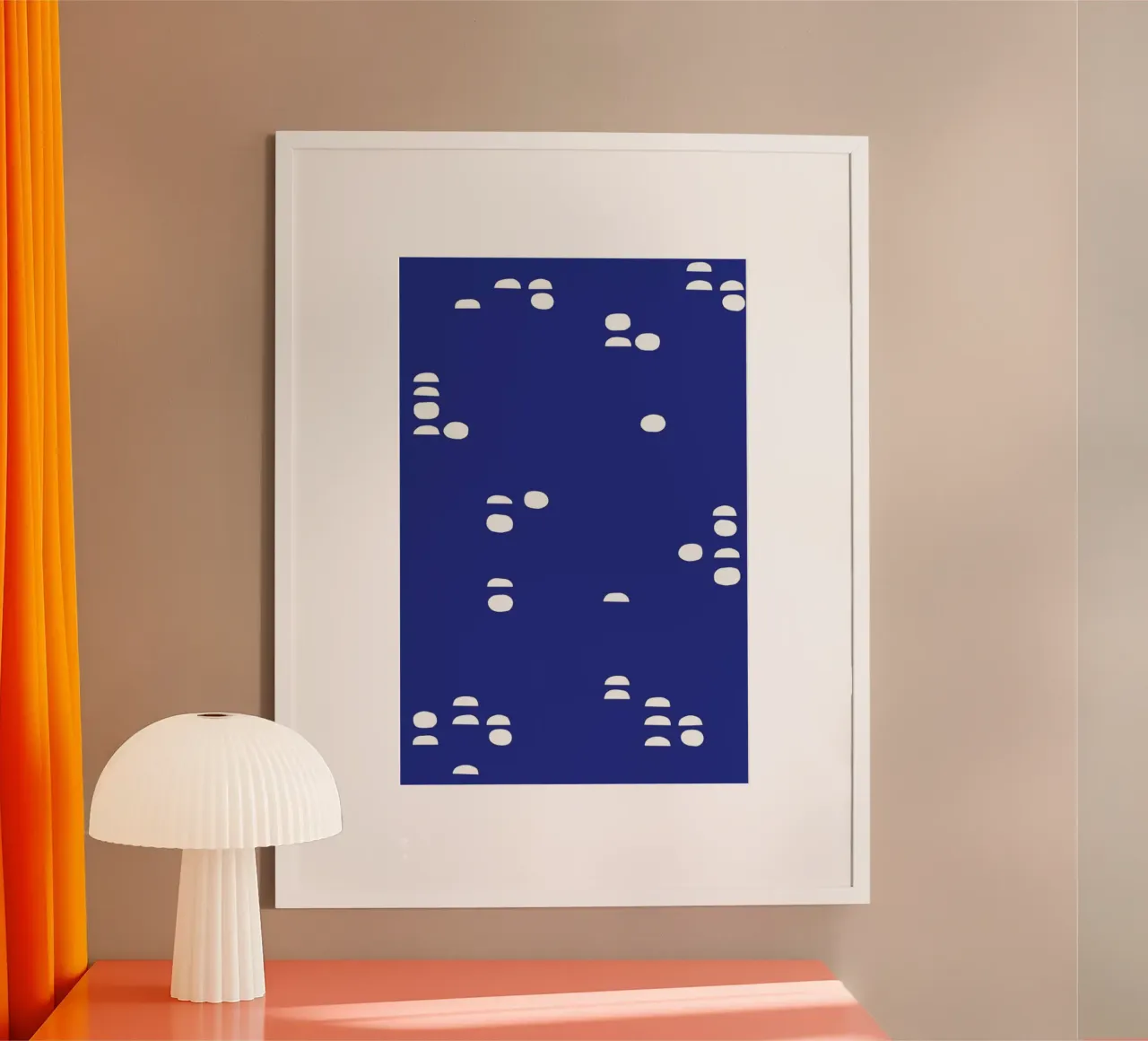 Pebbles poster with wooden frame by Maren Gross