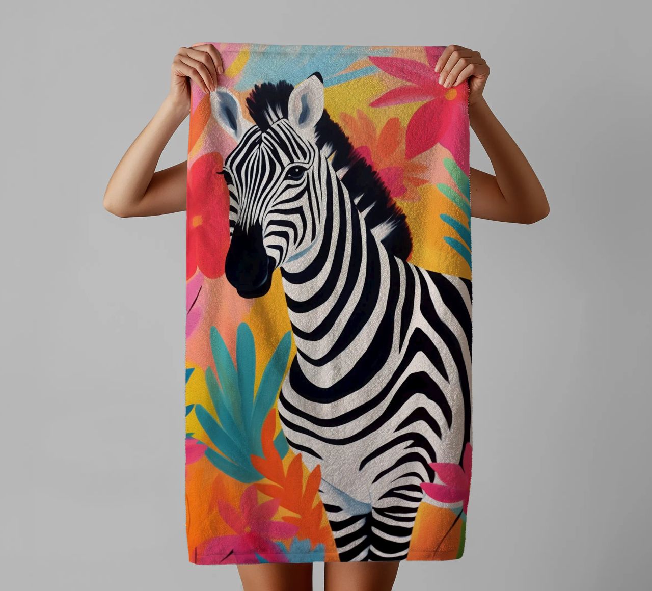 Zèbre optimiste avec les fameuses rayures serviette de bain de Autofocus