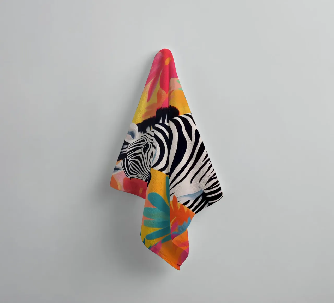 Optimistic zebra with the popular stripes towel by Autofocus
